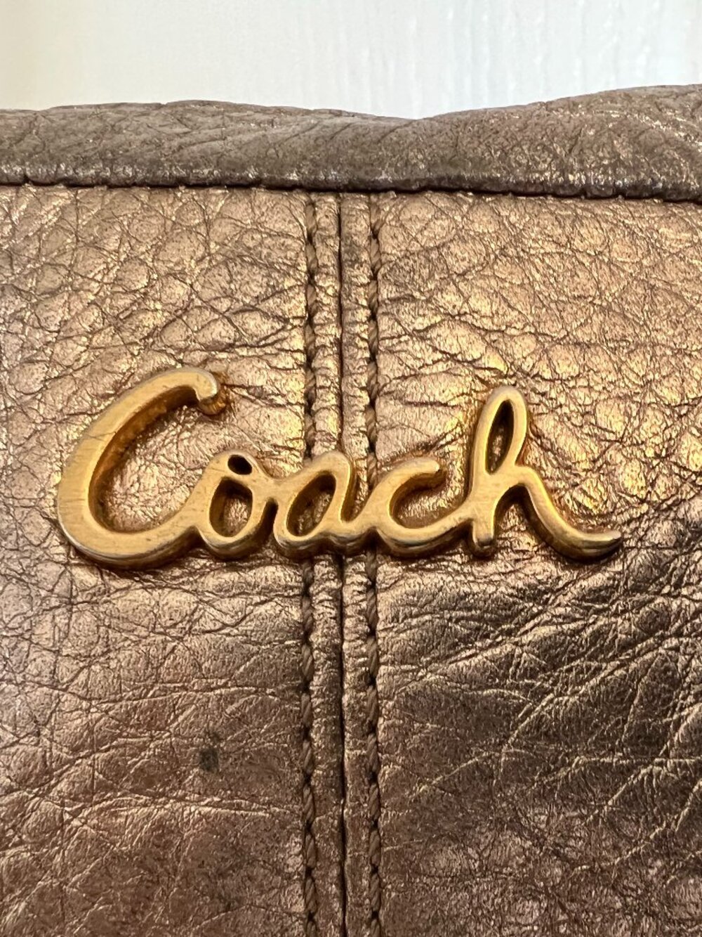Coach Vintage Metallic Rose Gold Pewter Leather Crossbody Bag